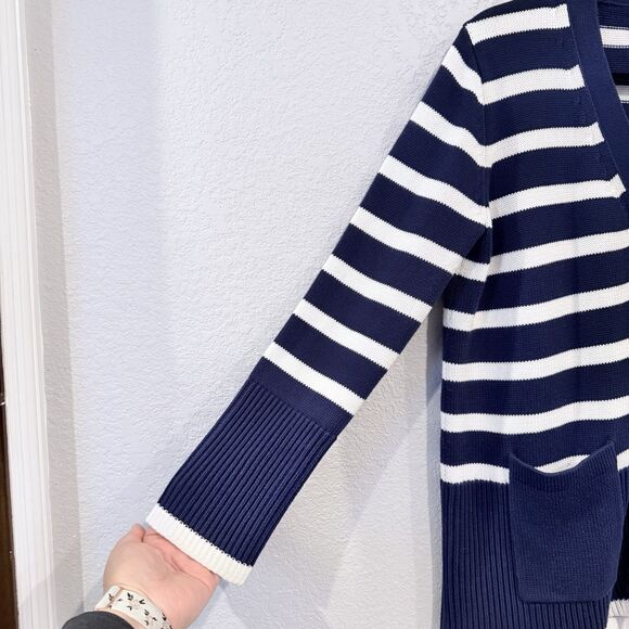 Tuckernuck Navy White Striped Kerry Cardigan Size Small Knit Sweater Preppy - Picture 5 of 11